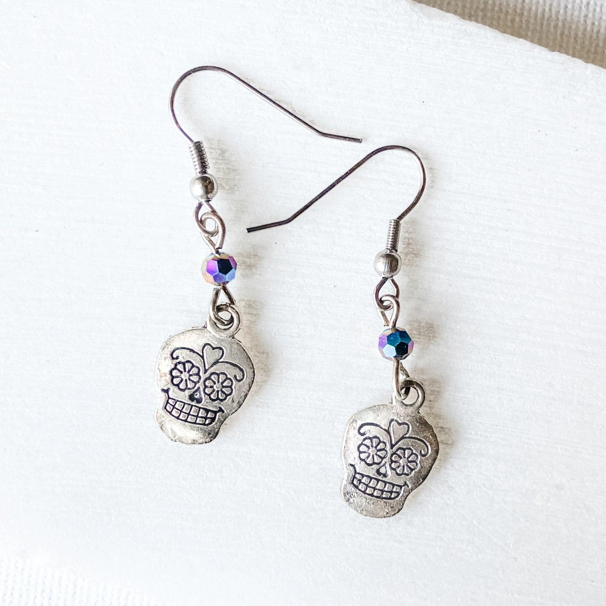 Scull Charm Earrings with Glass Beads Uni-T Earrings