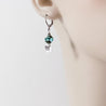 Rhodium Plated Butterfly Earrings with Turquoise Glass Beads - Surgical Steel Ear Wire Uni-T