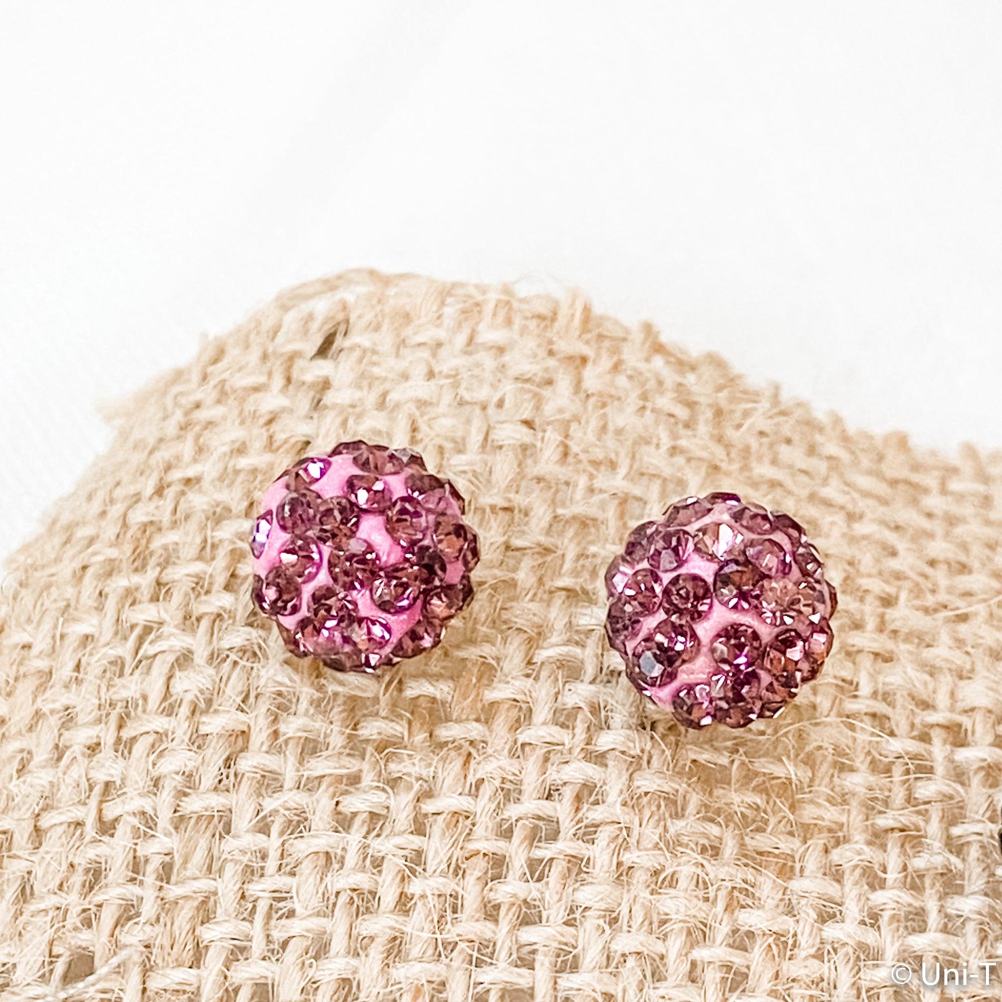 Starburst Ball Shape Rhinestone Stud Earrings - Assorted Colors Uni-T Earrings