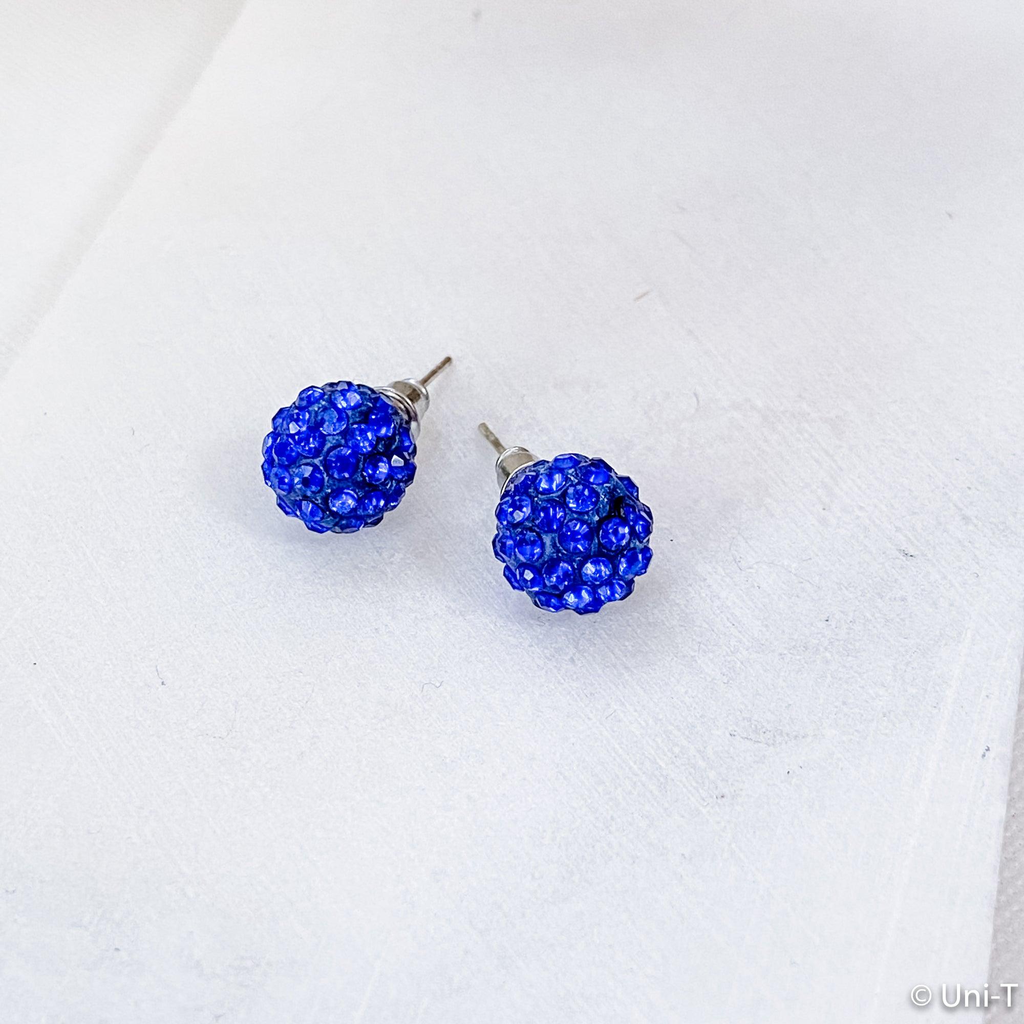 Starburst Ball Shape Rhinestone Stud Earrings - Assorted Colors Uni-T Earrings