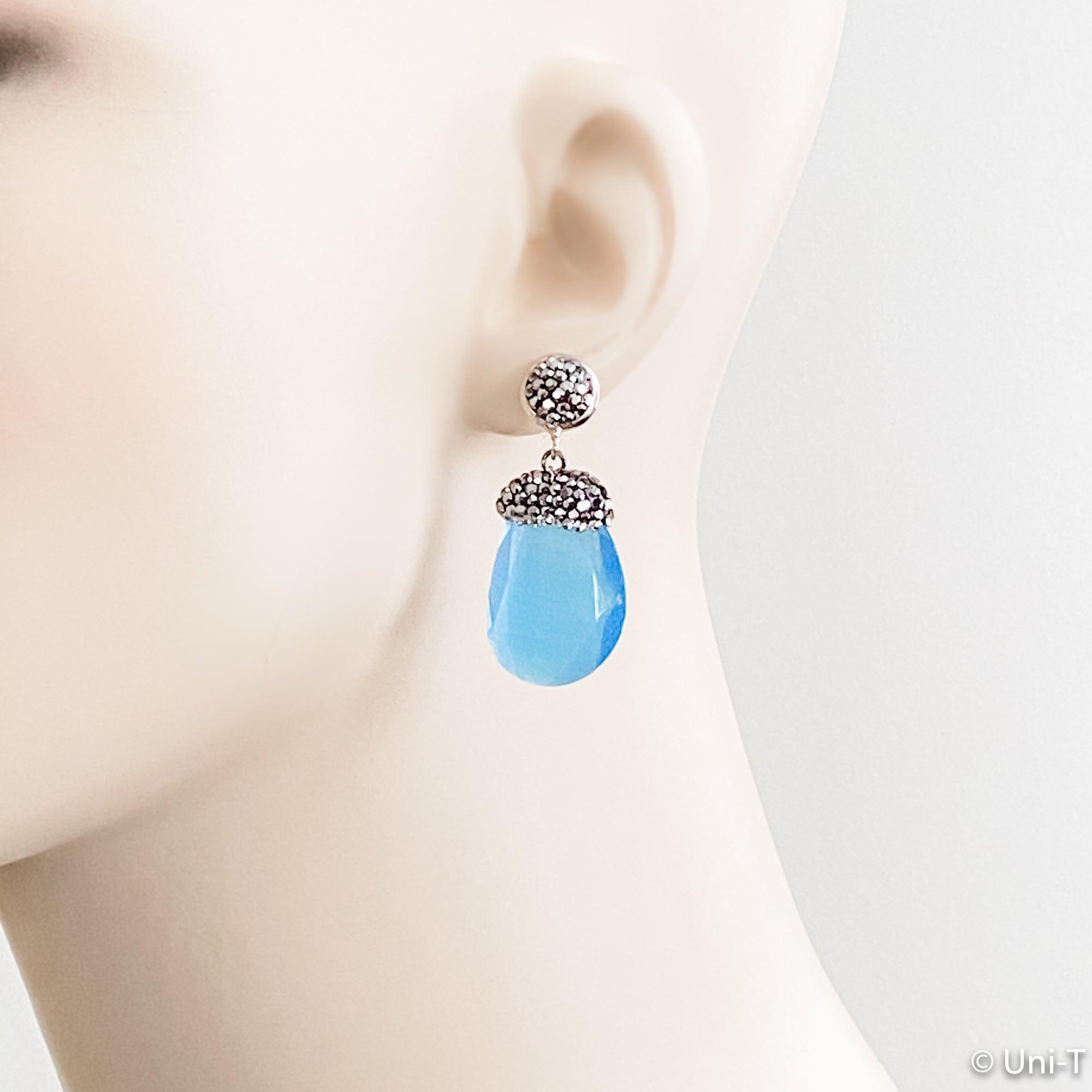 Chalcedony Blur Swarovski Crystal Pave Earrings Uni-T