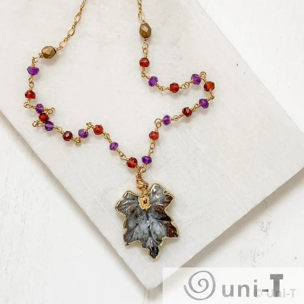 Jasper Leaf Necklaces with Gold Filled Chain Regina McGearty