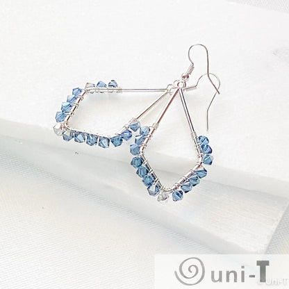 Kite Shape Earrings with Wrapped Crystals - Blue, Purple & Cobalt - Large Lisa Trachtman