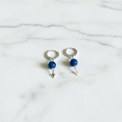 Kyanite Sterling Silver Charm Hoops/ Sterling Silver/Huggie Hoops- Uni- T Janine Gerade