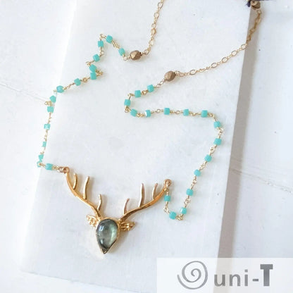 Labradorite Deer Antler Necklaces Regina McGearty