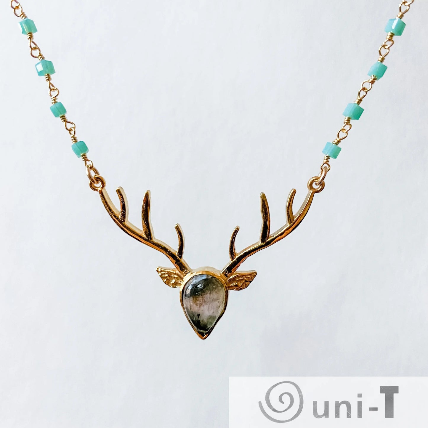 Labradorite Deer Antler Necklaces Regina McGearty