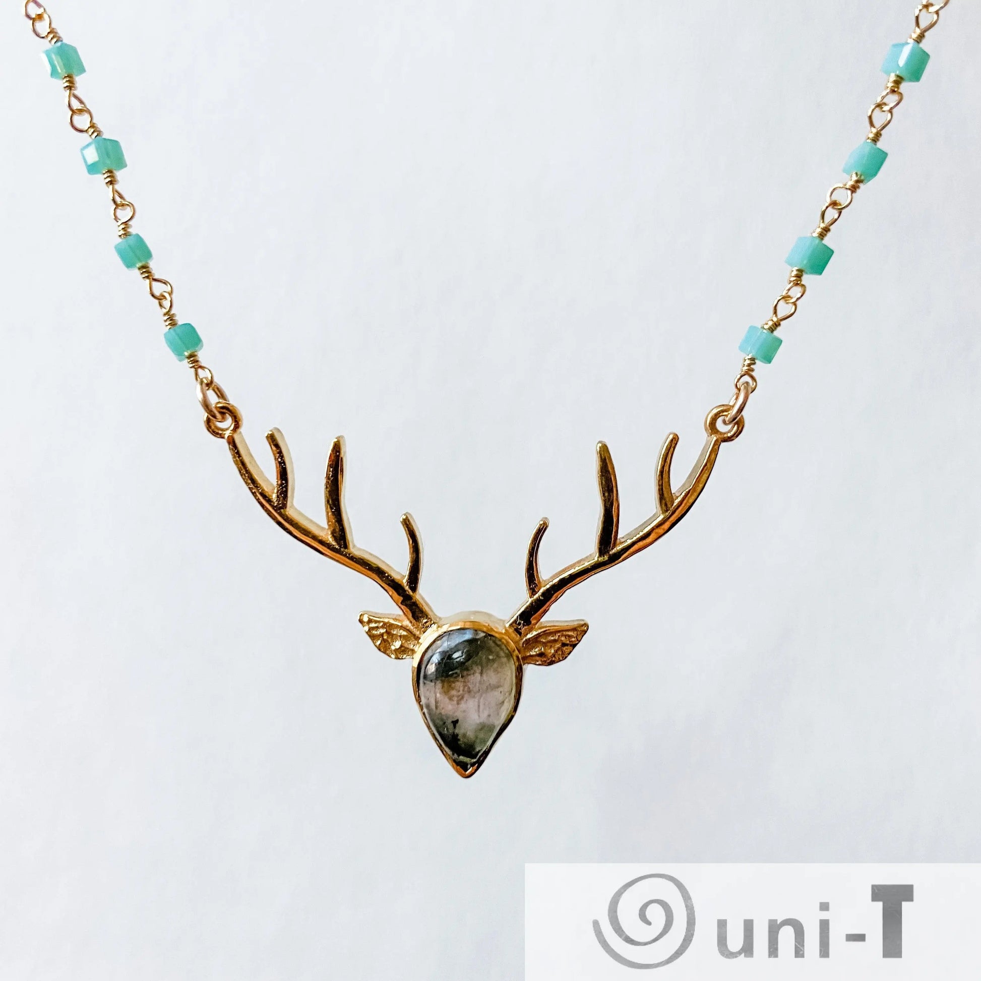 Labradorite Deer Antler Necklaces Regina McGearty