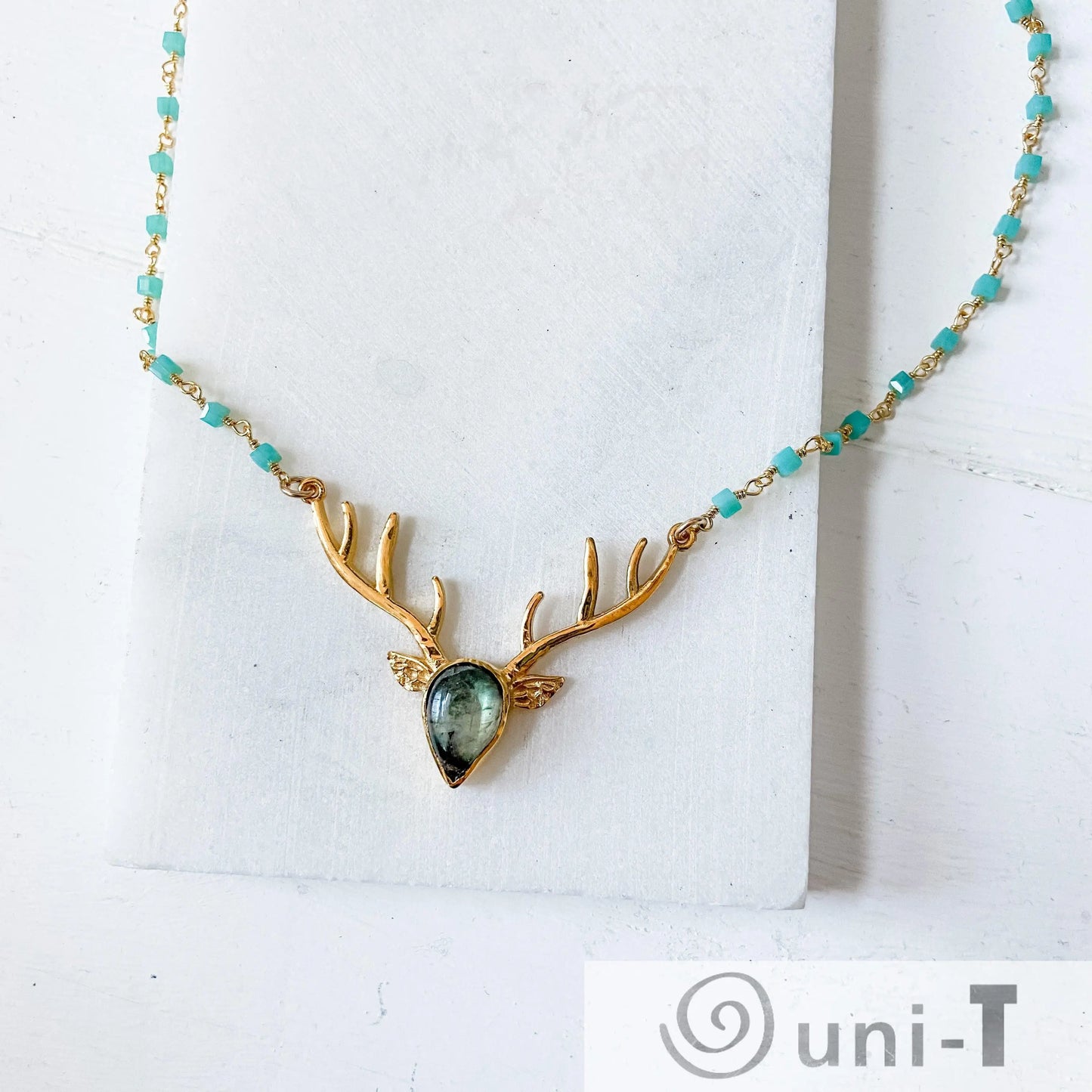 Labradorite Deer Antler Necklaces Regina McGearty