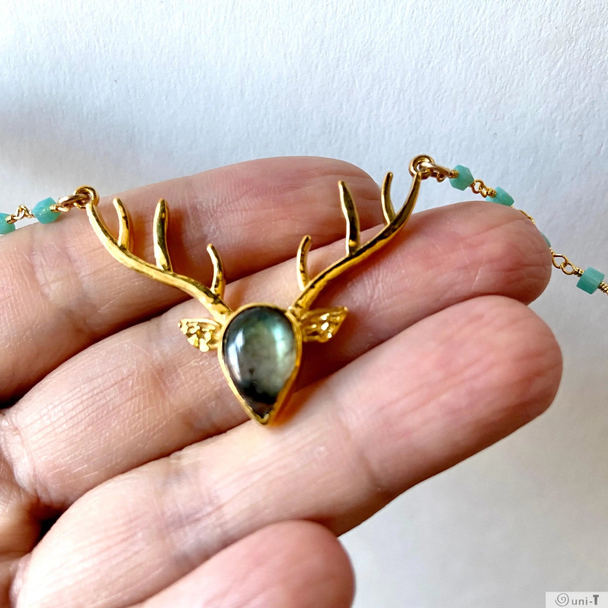 Labradorite Deer Antler Necklaces Regina McGearty