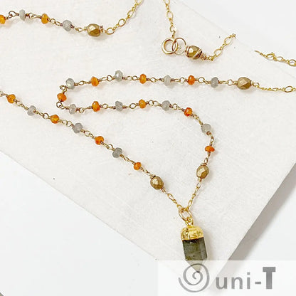 Labradorite Point, Carnelian, 14K Gold Fill Necklace Regina McGearty