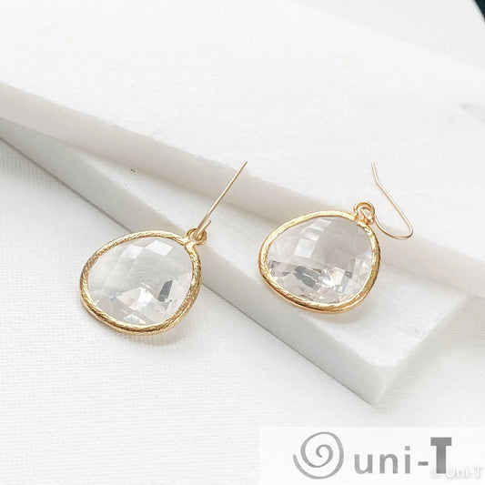 Large Gem Drop Earrings - Blue, Clear Lisa Trachtman