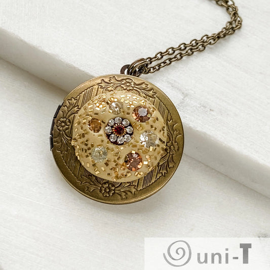 Locket Polymer Clay with Vintage Findings Necklace Karen Meninno