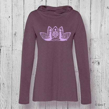 Lotus Organic Cotton Cowl Neck Yoga Hoodie, Made in USA Uni-T