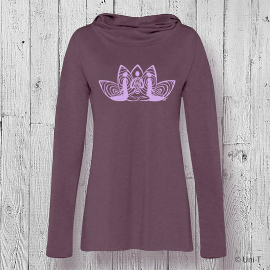Lotus Organic Cotton Cowl Neck Yoga Hoodie, Made in USA Uni-T