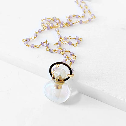 Mini Potion Bottle, Amethyst 14K Gold Filled Necklace Regina McGearty