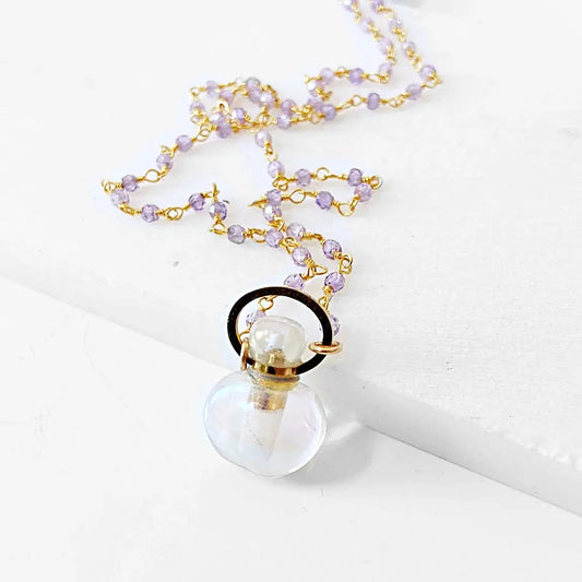 Mini Potion Bottle, Amethyst 14K Gold Filled Necklace Regina McGearty