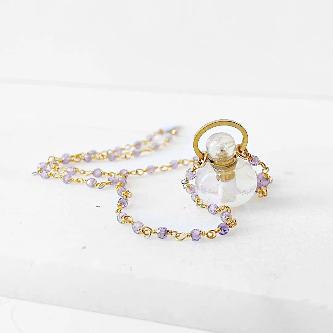 Mini Potion Bottle, Amethyst 14K Gold Filled Necklace Regina McGearty