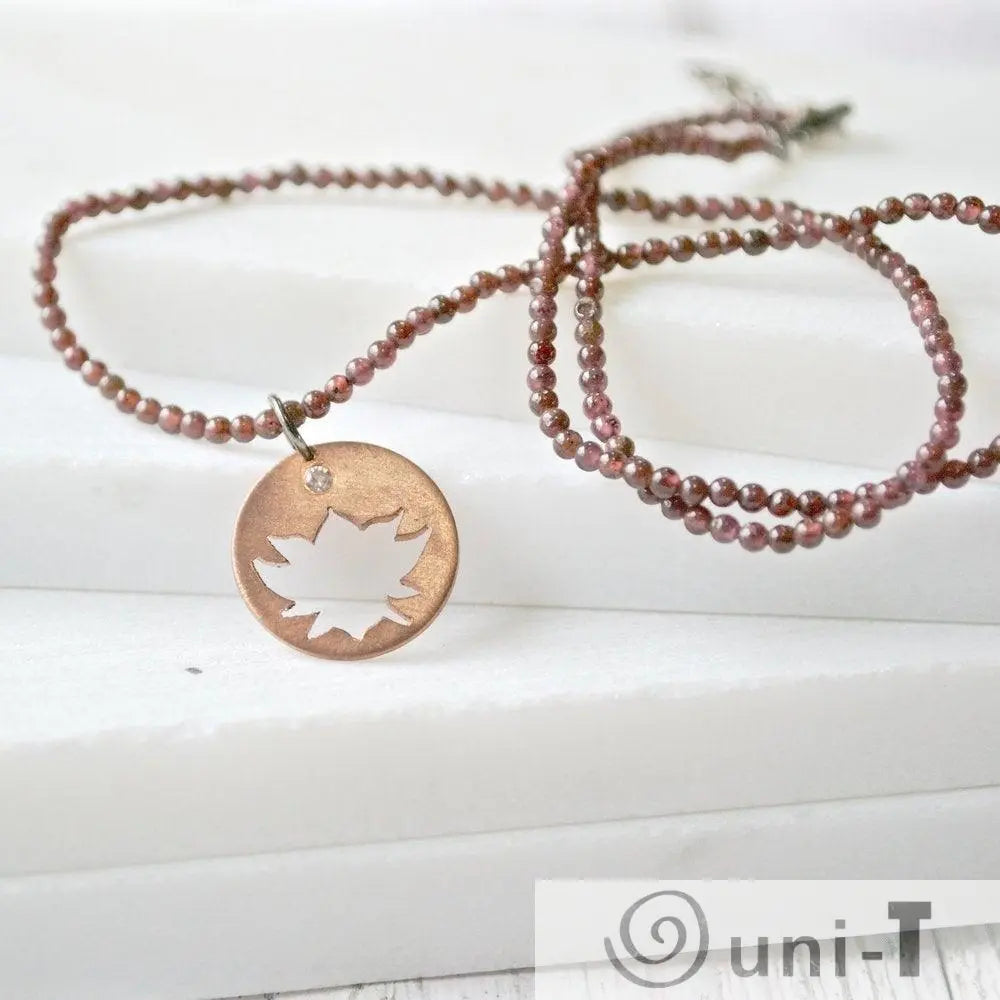 Mixed Garnet With Hand Cut Lotus Copper Charm & White Topaz Sasha Walsh