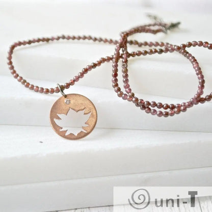 Mixed Garnet With Hand Cut Lotus Copper Charm & White Topaz Sasha Walsh