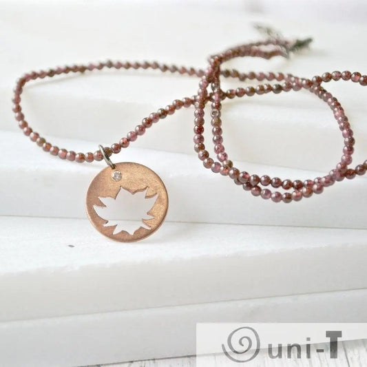 Mixed Garnet With Hand Cut Lotus Copper Charm & White Topaz Sasha Walsh