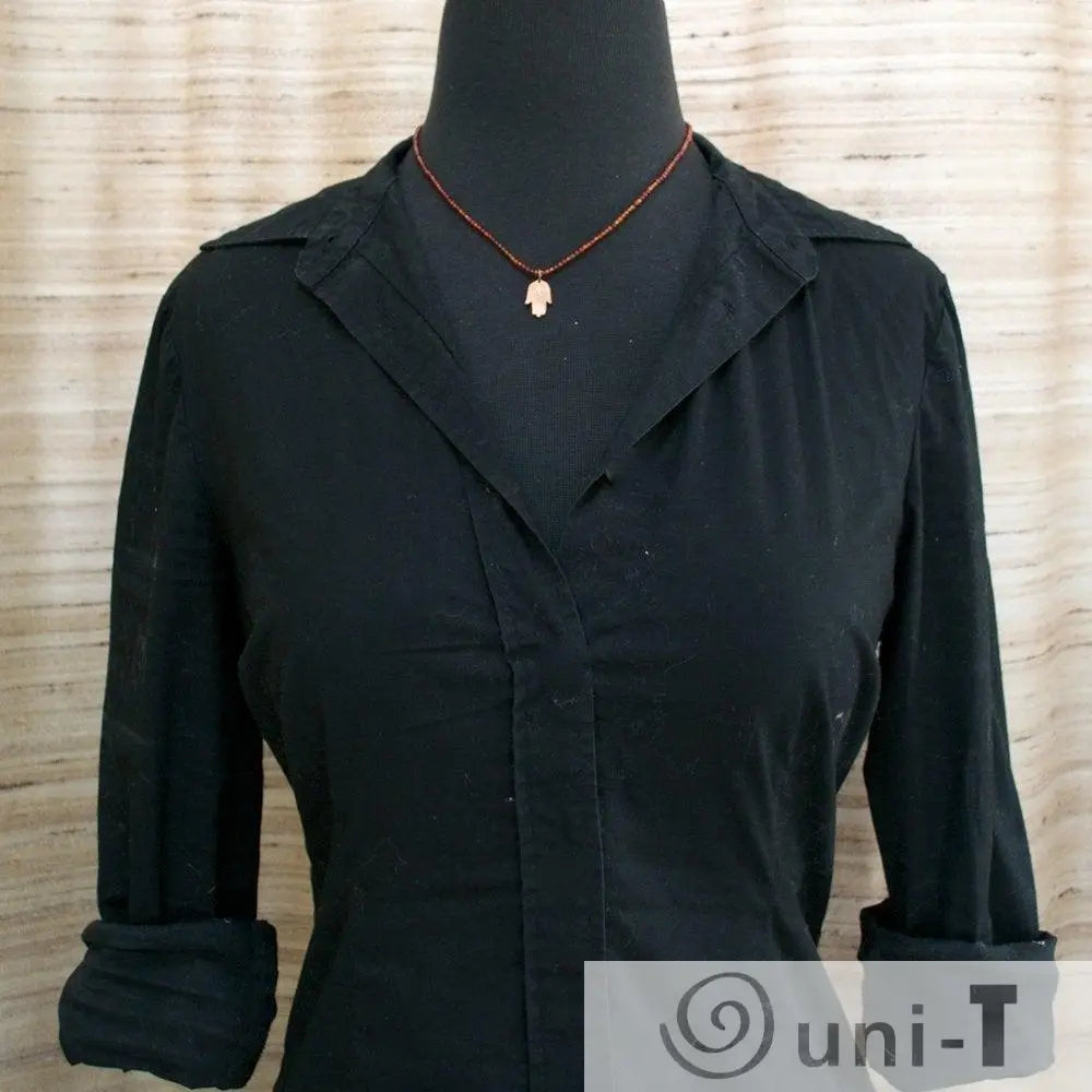 Mixed Gemstones with Hand Cut Copper Hamsa & Topaz Charm Necklace  Sasha Walsh