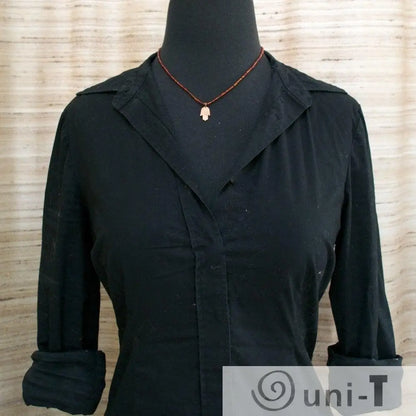 Mixed Gemstones with Hand Cut Copper Hamsa & Topaz Charm Necklace  Sasha Walsh