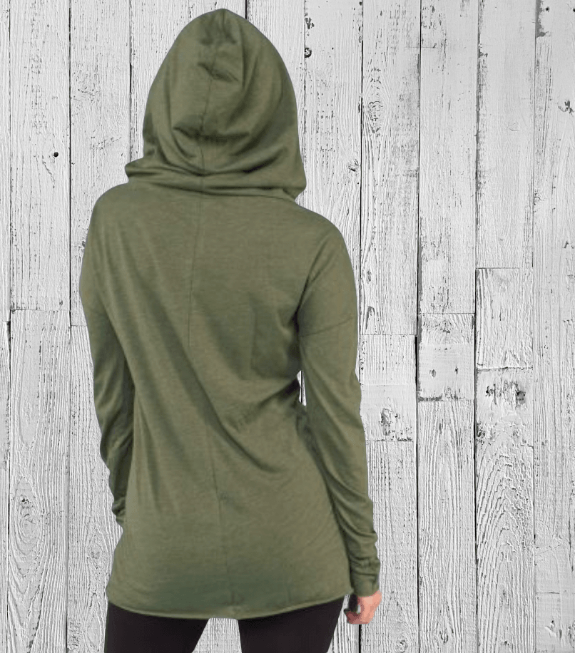 Nature Organic Cotton Cowl Neck Yoga Hoodie, Made in USA Uni-T