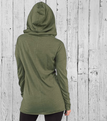 Nature Organic Cotton Cowl Neck Yoga Hoodie, Made in USA Uni-T