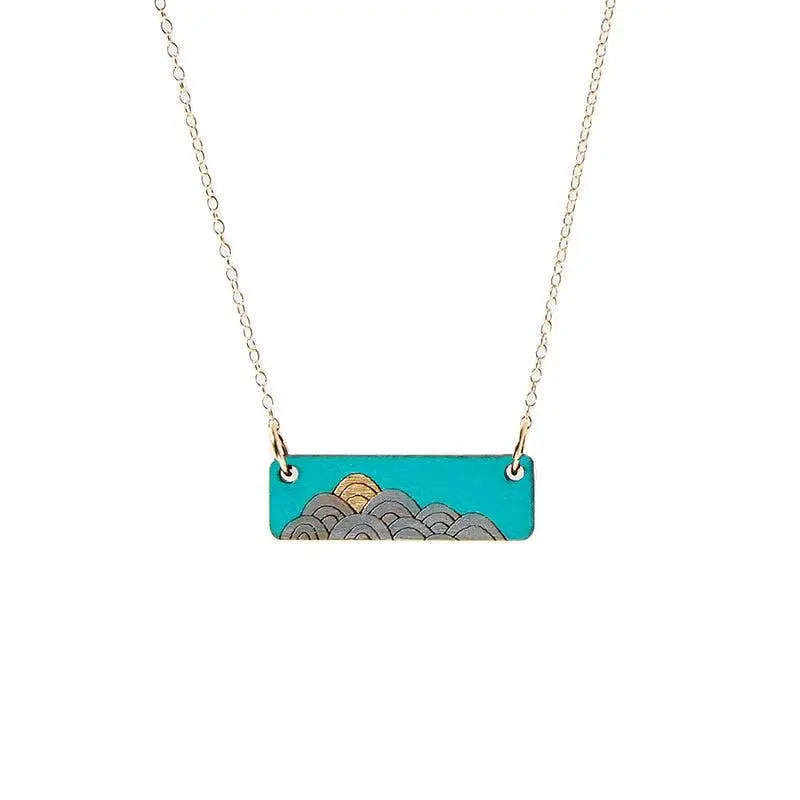 Necklace - Waves Teal Treeline and Tide