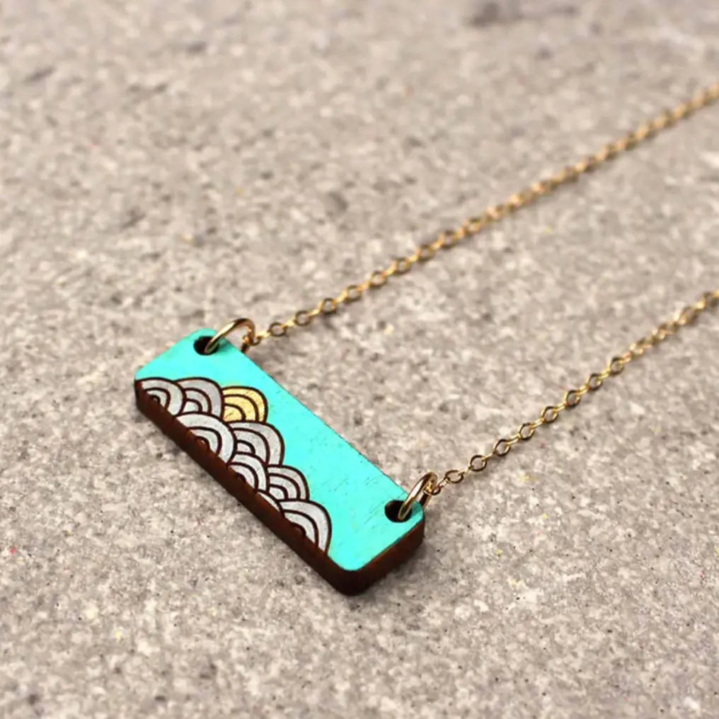 Necklace - Waves Teal Treeline and Tide