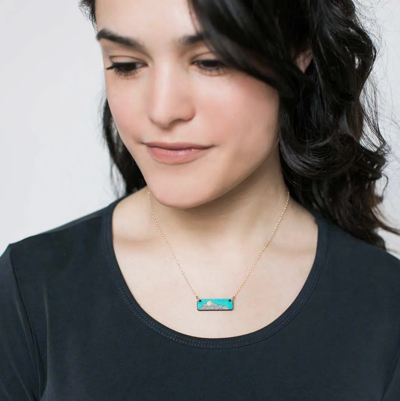 Necklace - Waves Teal Treeline and Tide
