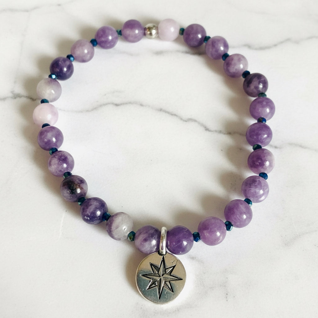 North Star Bracelet, Charm Bracelet, Gemstone Stretch Bracelet, Gemstone Bracelet Janine Gerade