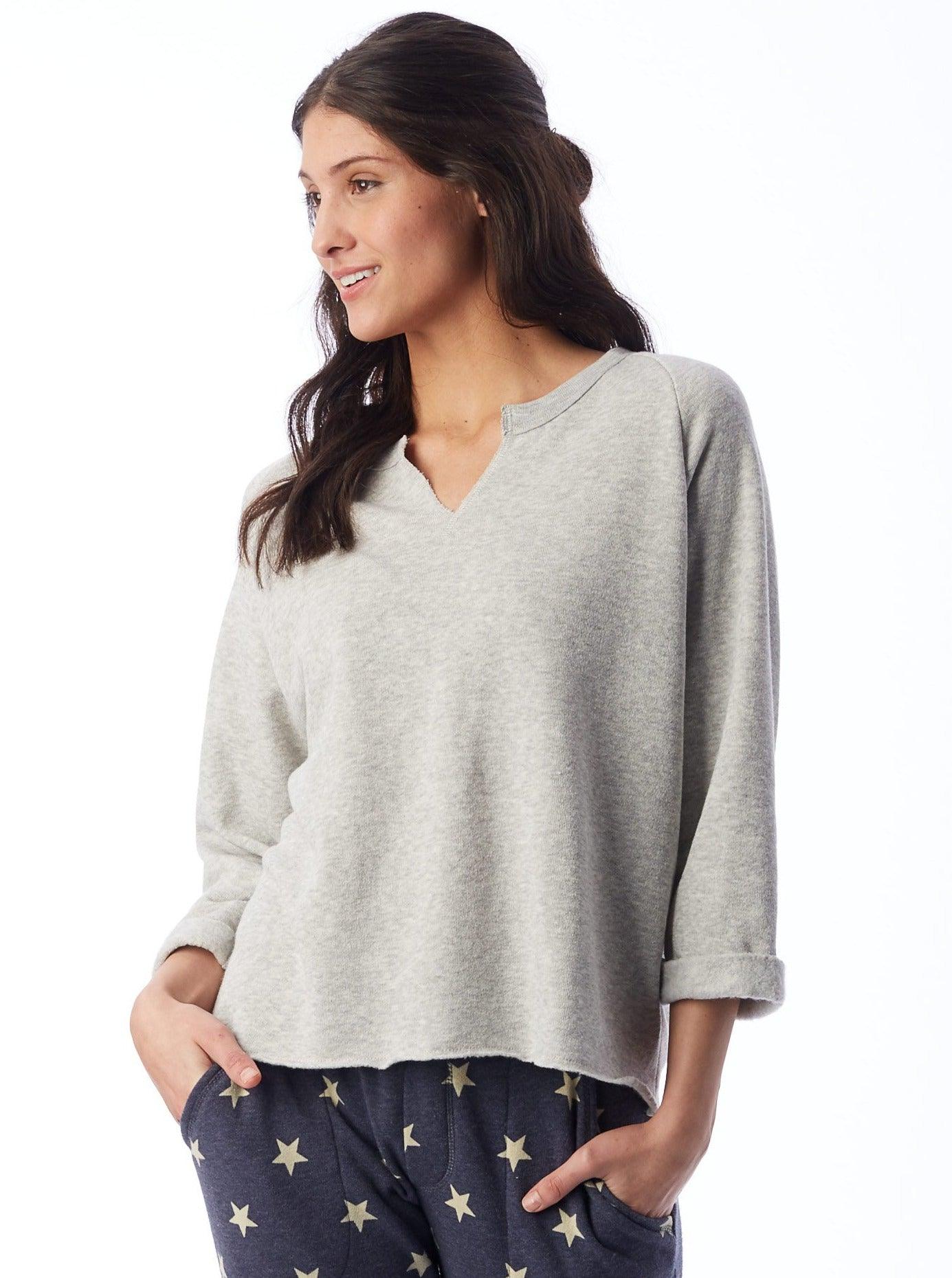 Oatmeal Gray Sweatshirt with open neck Uni-T