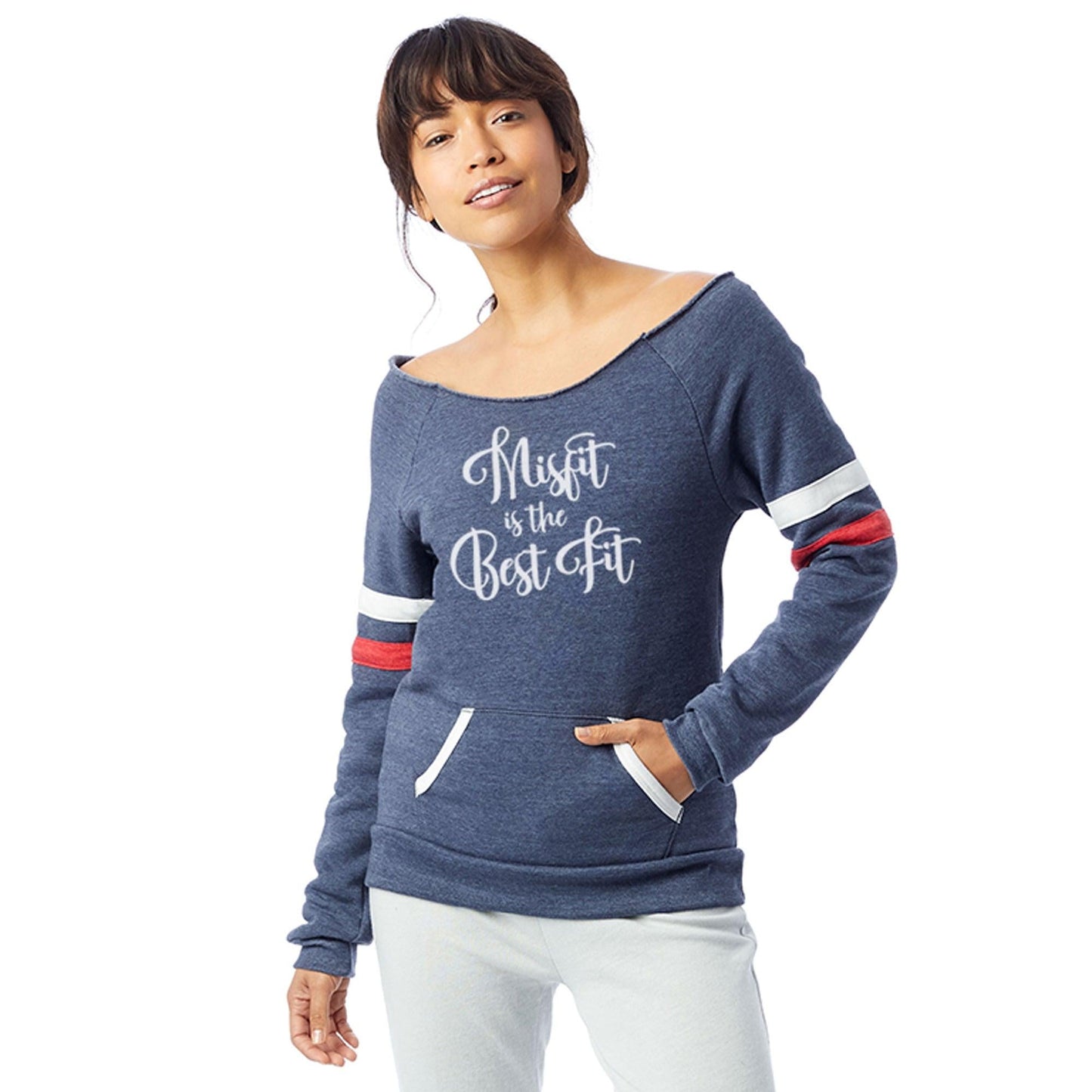 Off-Shoulder Slouchy Sweatshirt - Misfit is the Best Fit Uni-T