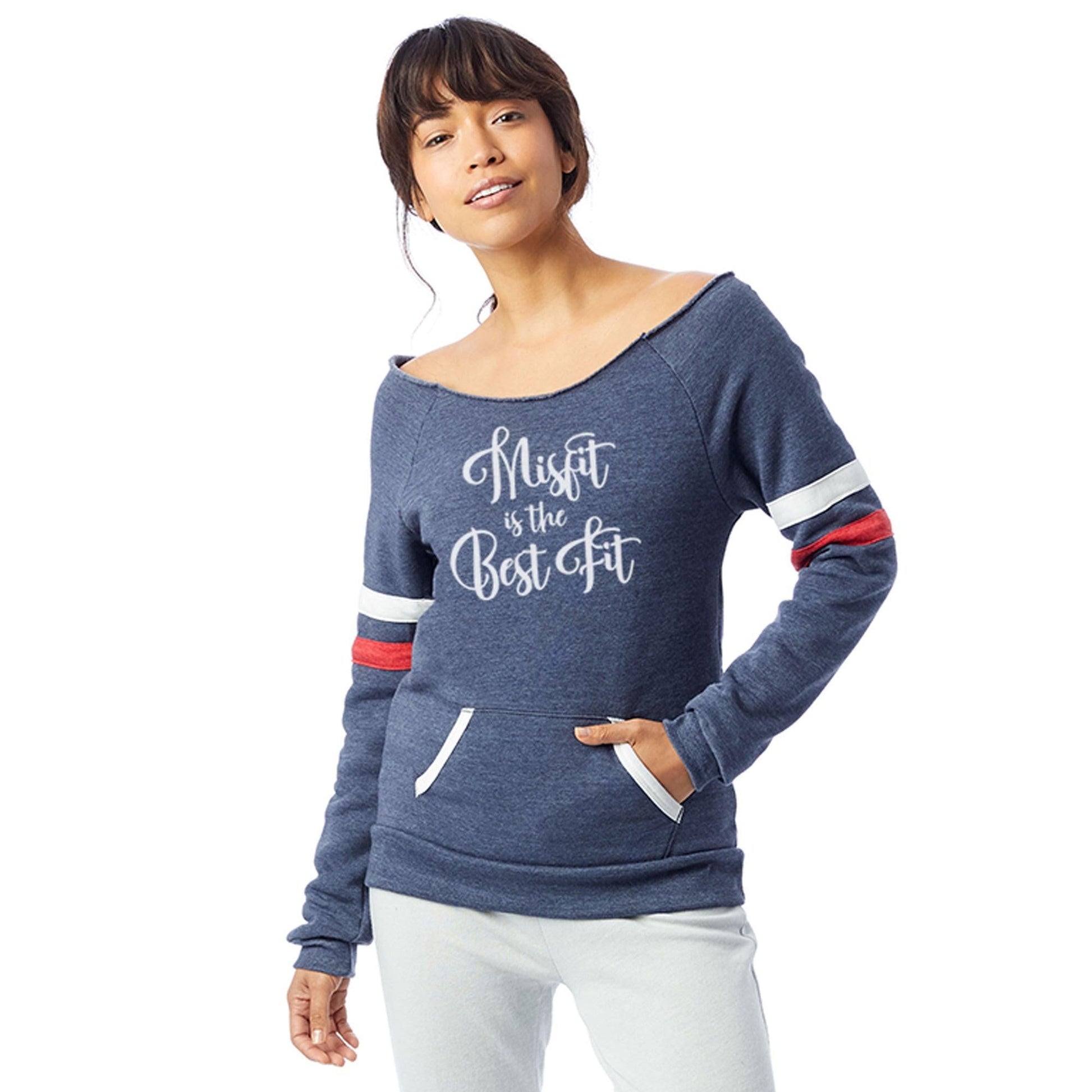 Off-Shoulder Slouchy Sweatshirt - Misfit is the Best Fit Uni-T