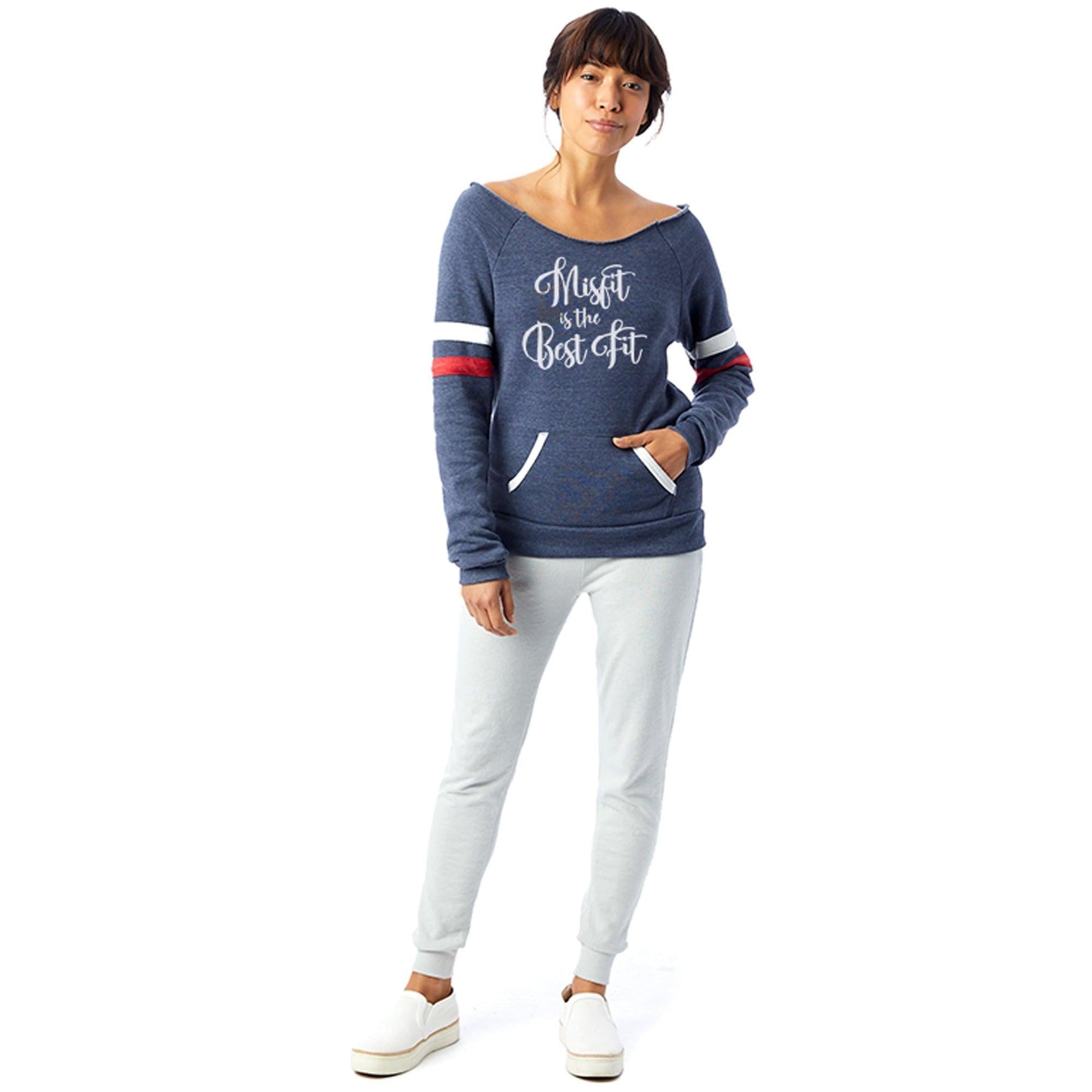 Off-Shoulder Slouchy Sweatshirt - Misfit is the Best Fit Uni-T