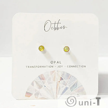 Opal Stud Earrings, Birthday Gemstone - October Janine Gerade