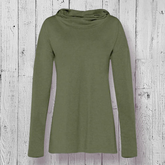 Organic Cotton Cowl Neck Yoga Hoodie, Made in USA Uni-T