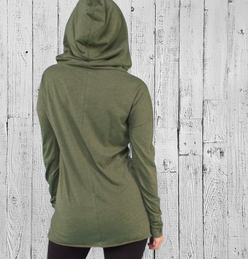 Organic Cotton Cowl Neck Yoga Hoodie, Made in USA Uni-T
