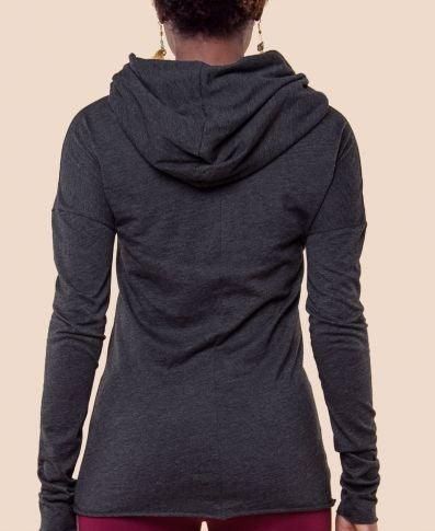 Organic Cotton Cowl Neck Yoga Hoodie, Made in USA Uni-T