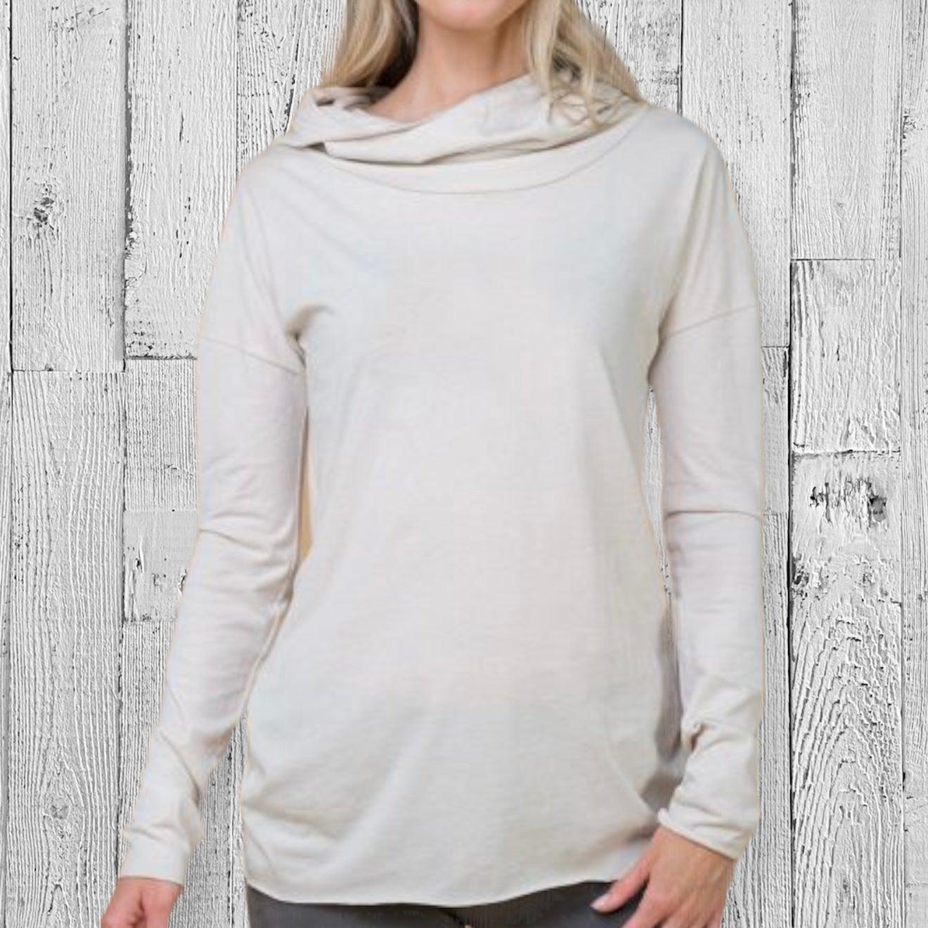 Organic Cotton Cowl Neck Yoga Hoodie, Made in USA Uni-T