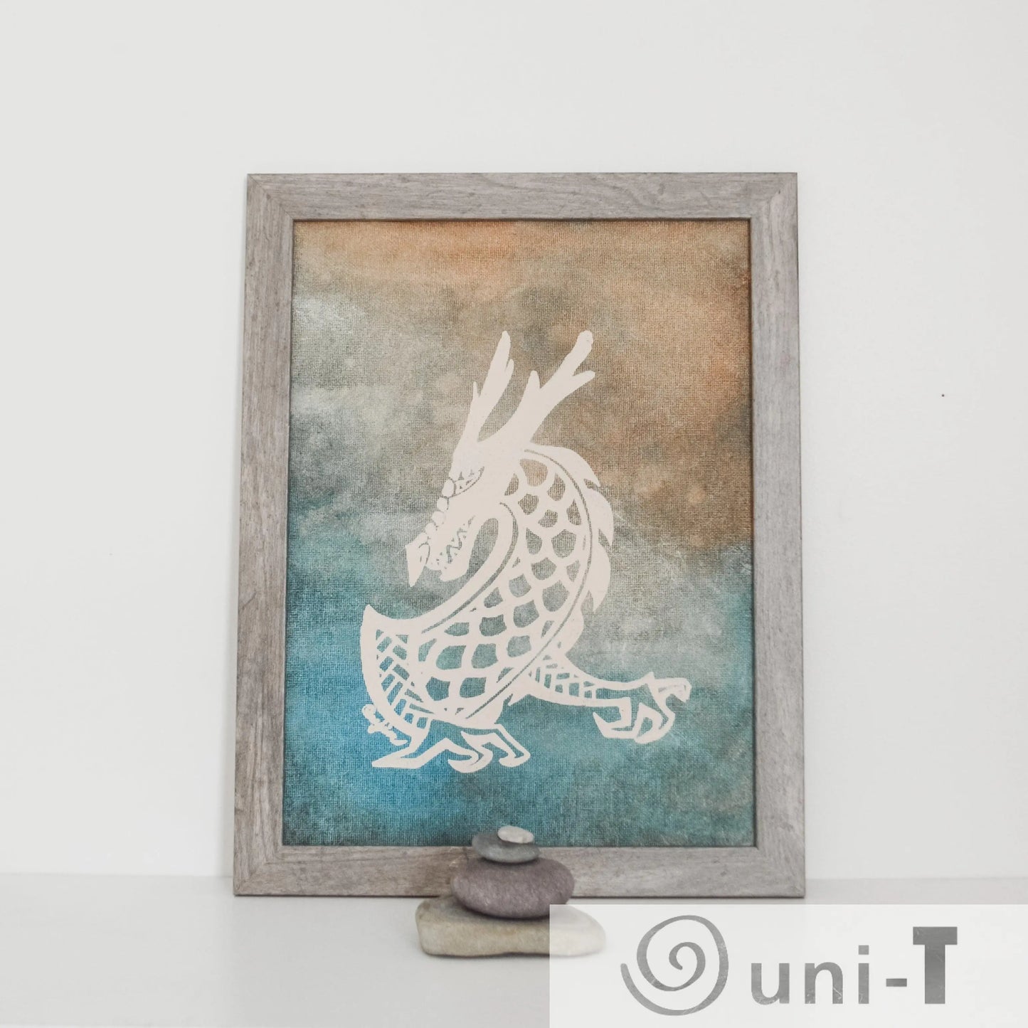 Original Framed Dragon Painting 9X12 Eujin Kim Neilan