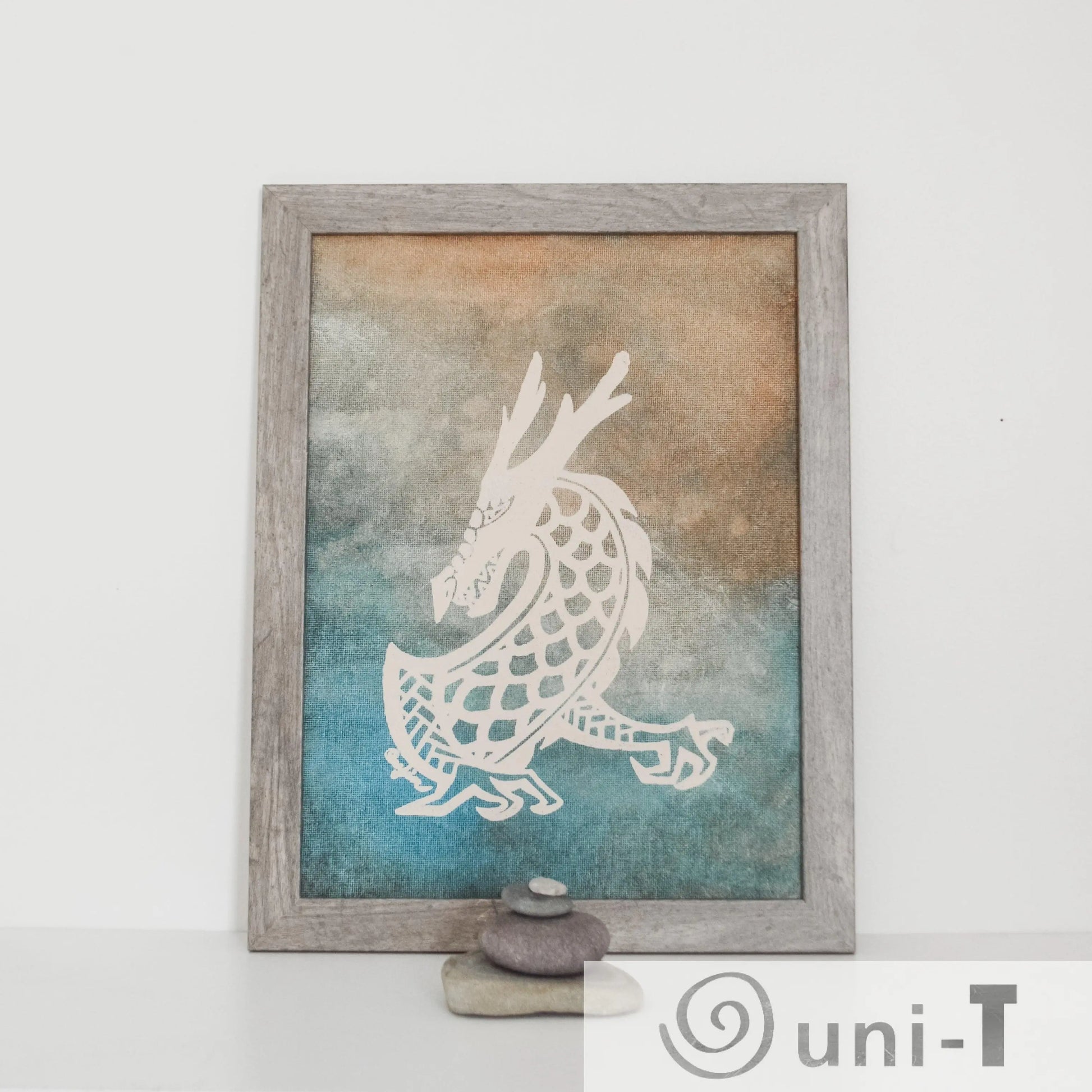 Original Framed Dragon Painting 9X12 Eujin Kim Neilan