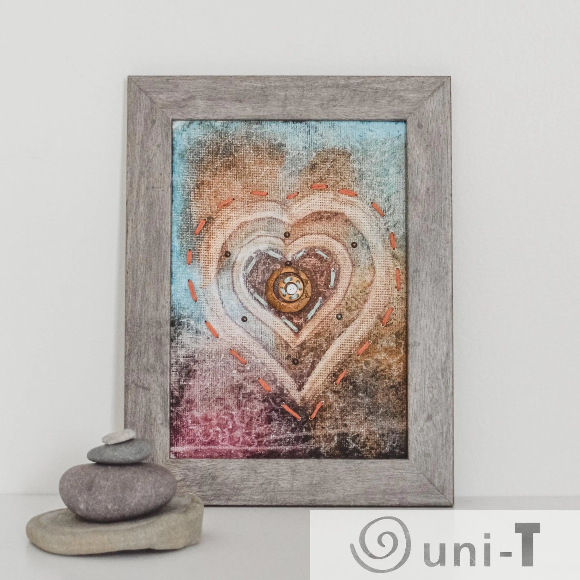 Original Mixed Media Framed Art 5X7 - My Heart To You... Eujin Kim Neilan