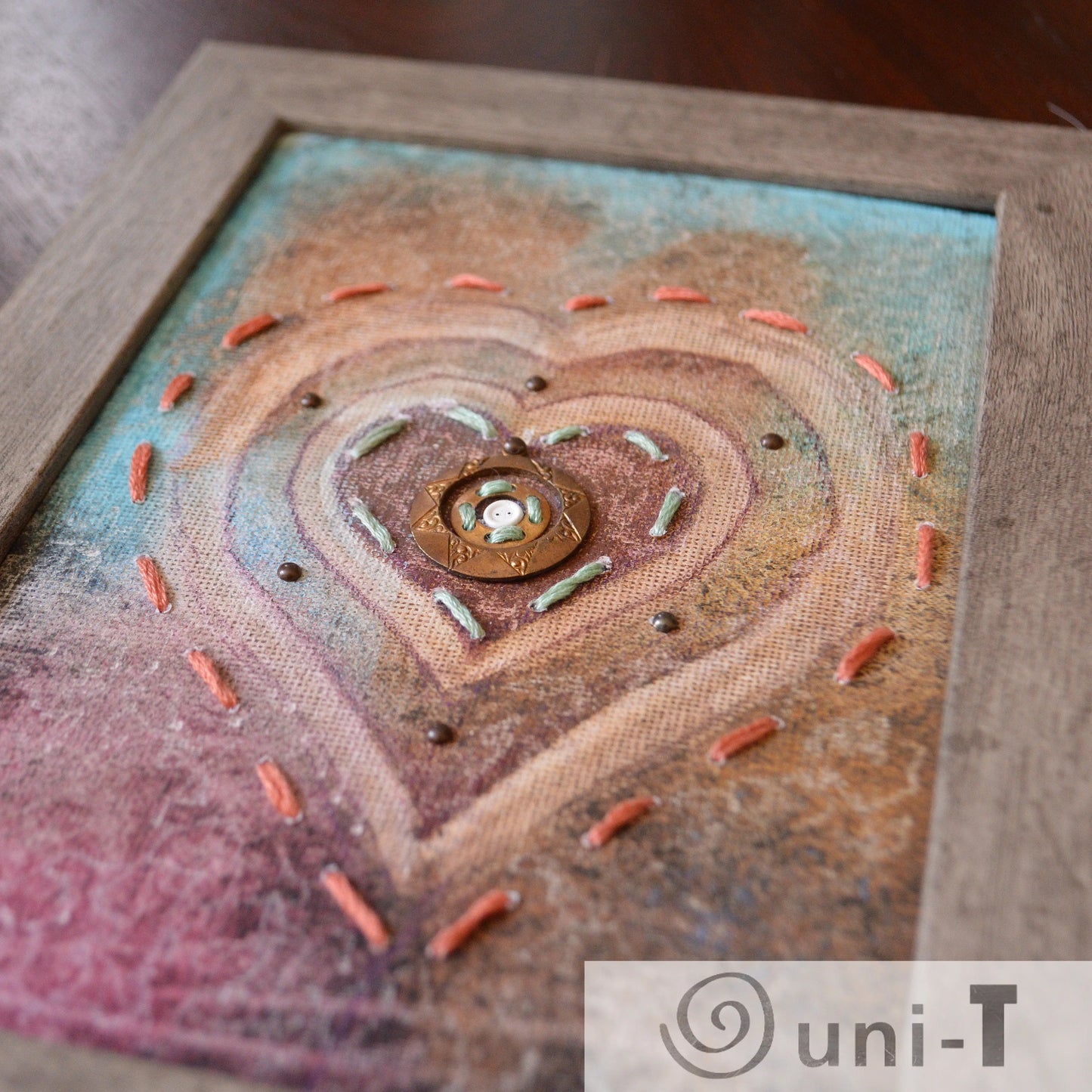 Original Mixed Media Framed Art 5X7 - My Heart To You... Eujin Kim Neilan