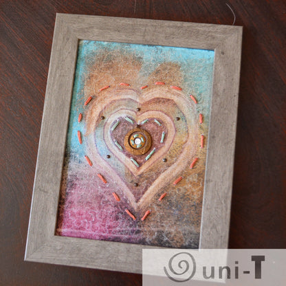 Original Mixed Media Framed Art 5X7 - My Heart To You... Eujin Kim Neilan