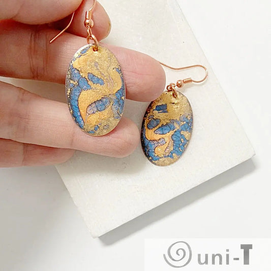 Oval Enamel Enamel Painted Earrings & Necklace Sandrine Colson