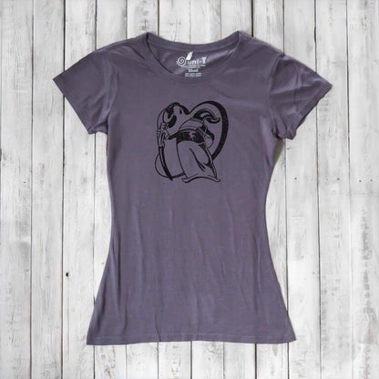 Plum purple women's bamboo and organic cotton tee with 'Paint More' design by Eujin Kim Neilan. Sustainable fashion for artists and dreamers.