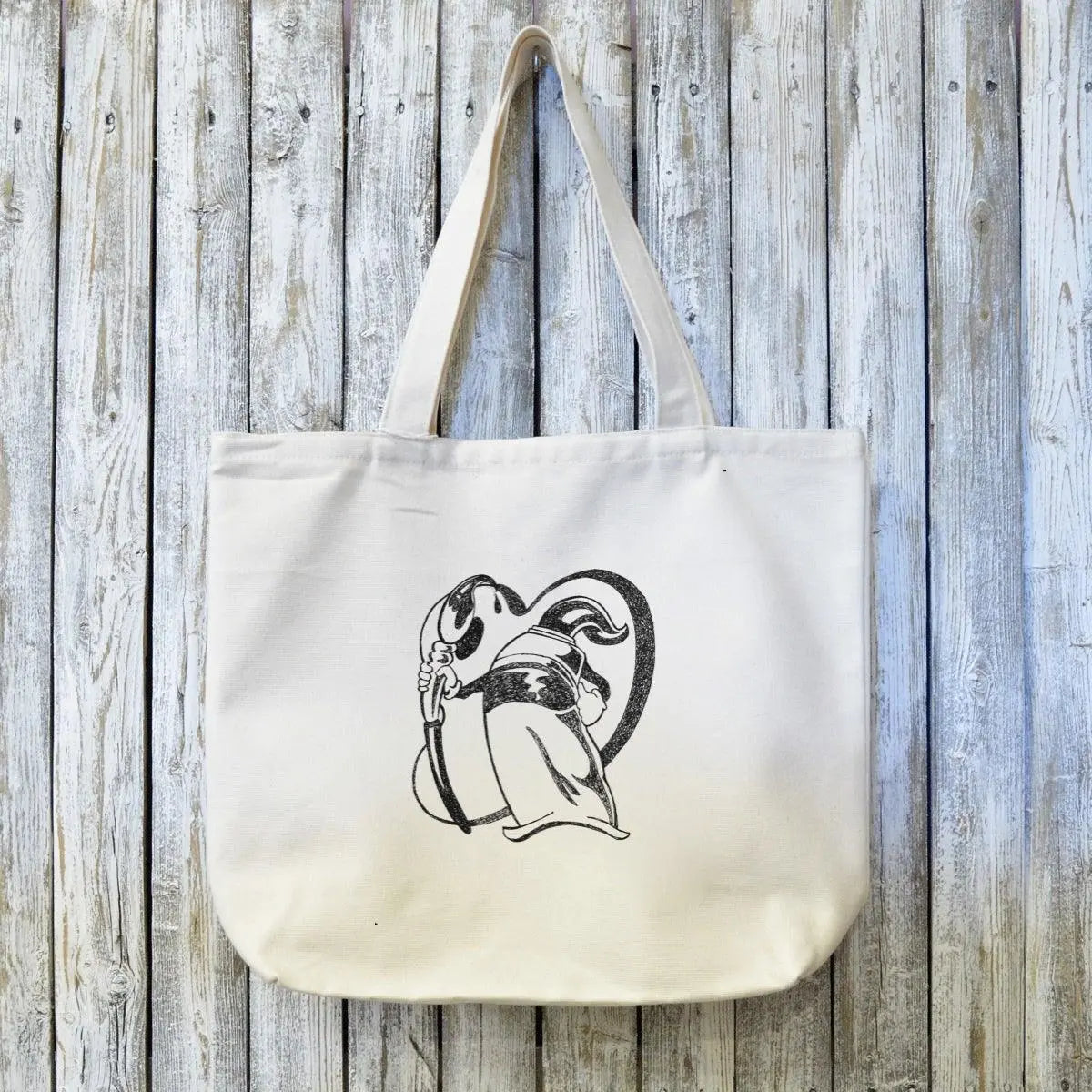 Artist canvas tote bag with hand-drawn painter design, made from organic cotton. Eco-friendly and durable, ideal gift for painters and creatives.