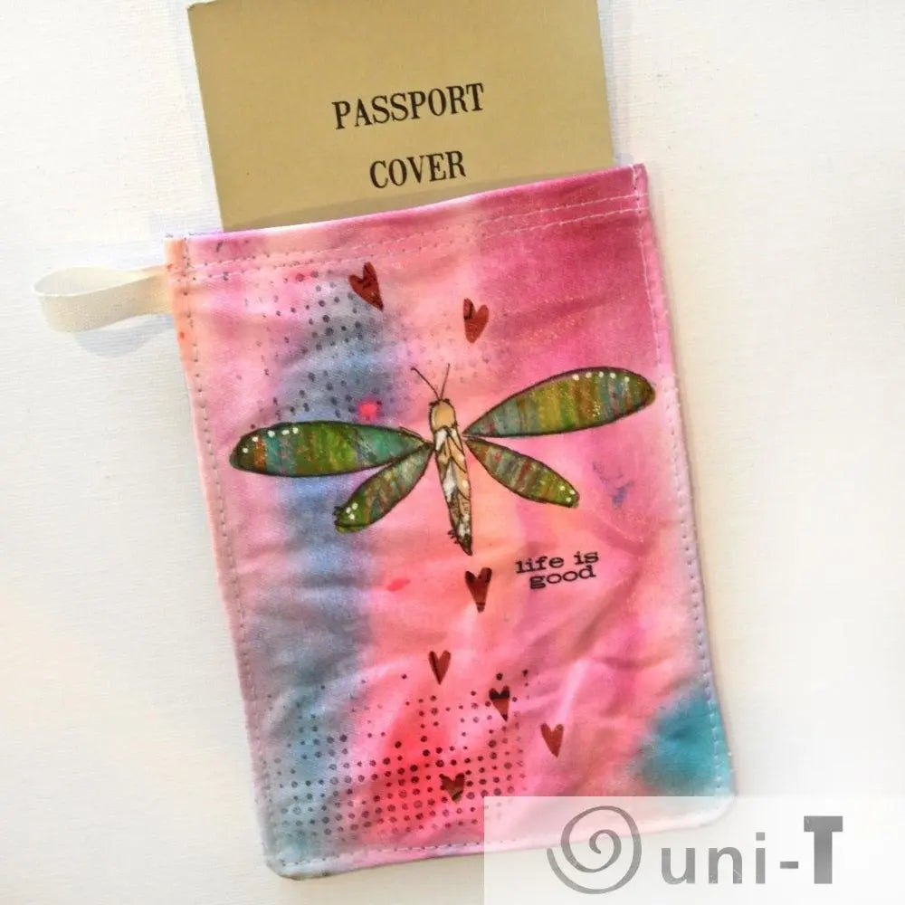 Passport Holder, Hand Painted Mixed Media Zipper Pouch Allison Lee